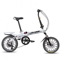 HUJUNG Folding Bike HUJUNG Folding Bike, 20 Inch Folding Variable Speed Bicycle, Shock Absorber, Integrated Wheel Driving Adult Bicycle Student Car, White