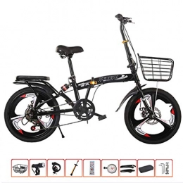 HUJUNG Folding Bike HUJUNG Variable Speed Folding Bicycle -20 Inch Light Portable with Adult Men And Women Double Disc Brake Shock Absorber Bicycle, Black
