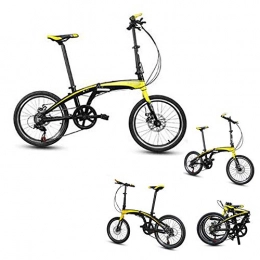 HUOFEIKE Folding Bike HUOFEIKE 20-Inch City Bicycles for Children and Adults, Outdoor Foldable Bicycles 7-Speed Bike Aluminum Bicycle, Fits Riding Outings To School And Commuting, Yellow