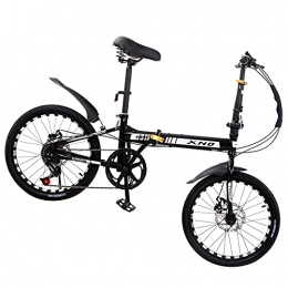 HWZXBCC Bike HWZXBCC Black Bike Folding Bike Ergonomic, Easy To Fold, 20 Inch Mountain Bicycle, Small Space Occupation, Saddle Retractable, Anti-skid Tires Bike