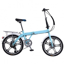 HWZXBCC Bike HWZXBCC Folding Bike Mountain Bike Blue 7 Speed Dual Suspension Wheel, Height Adjustable Seat, For Mountains And Roads, And Save Space Better Like