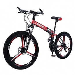 HWZXBCC Folding Bike HWZXBCC Mountain Bike Dual Wheel Bike Red Bikes Fast Folding Ergonomic Lightweight Sport With Anti Slip Wear Resistant, For Men Or Women(Size:27 speed)