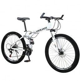 HWZXBCC Folding Bike HWZXBCC Mountain Bike White Bicycle Comfortable And Beautiful Easy To Fold, Small Space Occupation, Ergonomic Saddle Folding Bike, Anti-skid Tires(Size:24 speed)