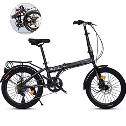 HXFAFA Folding Bike HXFAFA Foldable bicycle for men and women, 20 inches, portable, for adults, variable speed, mountain bikes, small wheel, 160 x 67 x 94 cm, black.
