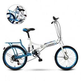 HXFAFA Folding Bike HXFAFA Foldable bicycle for men and women, 20 inches, small, portable, ultra light, shock absorber for children, quick fold system, folding bike, 150 x 65 x 95 cm