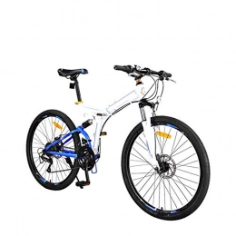 HY-WWK Folding Bike HY-WWK Adults Hardtail Mountain Bikes, Dual Disc Brake 26 inch Travel Bicycle Foldable High Carbon Steel Frame 24 Speed Aluminum Alloy Handlebar, Black, White