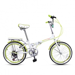 HY-WWK Bike HY-WWK Super Lightweight Foldable Bike, Front and Rear V Brakes 20 inch Adults Commuter Bicycle 7 Speed Aluminum Alloy Wheels, Green, Green