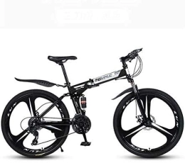 Hycy Folding Bike HYCy Mountain Bike for Adults, Folding Bicycle High Carbon Steel Frame, Full Suspension MTB Bikes, Double Disc Brake, PVC Pedals