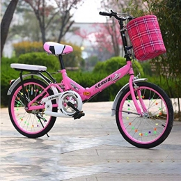 HYLK Bike HYLK 20-Inch Lightweight Alloy Folding Bicycle, Women's Lightweight Adult Ultralight Variable Speedportableprimary School Male Bicycle (Pink)
