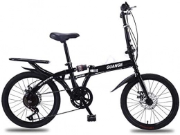 HYLK Folding Bike HYLK Foldable Bicycle, portable Variable-Speed Shock-Absorbing Dual-Discbrake Lightweight Folding Bicycle, Suitable for Adult Students And Children (Black 20inch)