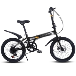 IEASE Folding Bike IEASEzxc Bicycle Folding bicycle 20 inches 7 Speed Disc Brake Portable Light Cycling Portable Urban Cycling Commuting Travel Sports Folding Bike (Color : BLACK, Size : 7_20INCH)