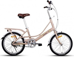 IMBM Bike IMBM Adults 20" Folding Bikes, Light Weight Folding Bike with Rear Carry Rack, Single Speed Foldable Compact Bicycle, Aluminum Alloy Frame (Color : Khaki)