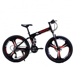 Isshop Folding Bike Isshop 26IN 21-Speed Bicycle, Full Suspension MTB Carbon Steel Folding Mountain Bike (Negro)
