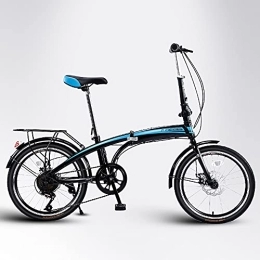 ITOSUI Folding Bike ITOSUI 20 Inch 7 Speed Folding Bike, Steel Frame Folding Bicycle Rear Suspension Dual Disc Brake Lightweight Commuting Bike with Fender and Rear Rack for Men and Women