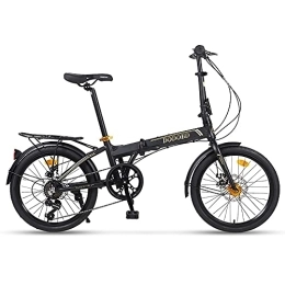 ITOSUI Folding Bike ITOSUI Folding Bicycle 20 inch 7-speed Shift Variable Speed Male and Female Light Student car Spoke Wheel Small Bicycle, High Carbon Steel Frame with Basket and Taillights