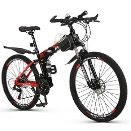 JAMCHE Folding Bike JAMCHE 26-inch Mountain Bike, 21 Speed Mountain Foldable Bicycle With High Carbon Steel Frame and Double Disc Brake, 24 / 27 Speed Hardtail Mountain Bike With Adjustable Seat Bicycle