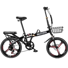 JAMCHE Folding Bike JAMCHE Adult Folding Bike, 6 Speed Folding Compact City Commuter Bike, Full Suspension Folding Bicycles, Carbon Steel Height Adjustable, Folding Bike for Adult
