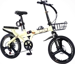 JAMCHE Folding Bike JAMCHE Folding Bikes Mountain Bikes 7-Speed Folding Bicycle Adjustable Height, High-Carbon Steel with Disc Brake Foldable Bicycle, for Adult Youth Teen