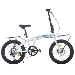 Jamiah Folding Bike Jamiah 20 Inch Folding Bike for Adult Men and Women Teens, 7 Speed Shimano Drivetrain, Handle Seat Height Adjustable, Foldable Bike with Front Rear Storage Rack Dual V Brakes (White)