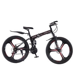 Jamiah 27.5 Inch Folding Mountain Bike 3 Spoke Wheels Bicycle,17 Inch Aluminum Frame Mountain Bicycle - Shimano 21 Speeds Disc Brake (Red)
