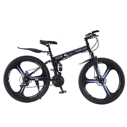 Jamiah  Jamiah 27.5 Inch Folding Mountain Bike 3 Spoke Wheels Bicycle, 17 Inch Frame Mountain Bicycle - Shimano 21 Speeds Disc Brake (Blue)