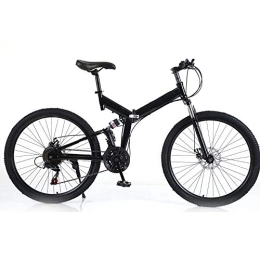 JAYEUW Bike JAYEUW 26" Folding Mountain Bike 21 Speed MTB Bicycle Full Suspension Dual Disc Brakes Carbon Steel Foldable Frame Bicycle Adult Mountain Bicycle