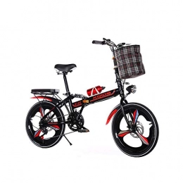 JBHURF Bike JBHURF Folding bicycle 20-inch variable speed shock-absorbing disc brake can be used for adults, light, children and students carry a small bicycle weighing 100KG (Color : Black 1, Size : 20-inch)