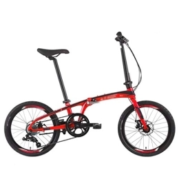 Jbshop Folding Bike Jbshop Folding Bikes Folding Bicycle Fashion Commute 8-speed Shift Aluminum Alloy Frame 20-inch Wheel Diameter 10 Seconds Folding Double Disc Brake Portable folding Bike Bicycle (Color : Red)
