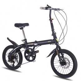 JF-XUAN Folding Bike JF-XUAN Outdoor sports 16Inch 6Speed Folding Bike, UltraLight Aluminum Frame Alloy Gears Foldable Bicycle for Commuter Men And Women Junior High School Students (Color : Black)