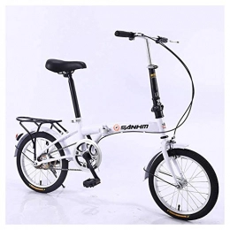 JF-XUAN Folding Bike JF-XUAN Outdoor sports Foldable Bicycle Folding Bicycle 16 Inch Ultra Light Portable Adult Bicycle Men And Women Small Small Wheel Single Speed, Double VStyle Brakes (Color : White)