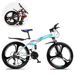 JFSKD Mountain Bikes,26 Inch Folding 21/24/27/30 Speed Double Shock Absorption One Wheel Variable Speed Mountain Bike,Suitable for Men And Women Student Office Workers,G,24 speed