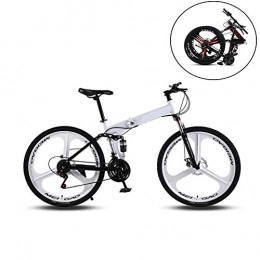 JFSKD Folding Bike JFSKD Mountain Bikes, Folding High Carbon Steel Frame 24 Inch Variable Speed Double Shock Absorption Three Cutter Wheels Foldable Bicycle, Suitable for People with A Height of 140-170Cm, B, 24 speed