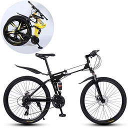 JFSKD Folding Bike JFSKD Mountain Bikes, Folding High Carbon Steel Frame 26 Inch Variable Speed Double Shock Absorption Foldable Bicycle, Suitable for People with A Height of 160-185Cm, Black, 24 speed