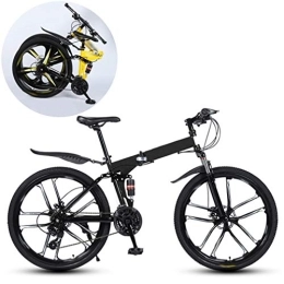 JFSKD Bike JFSKD Mountain Bikes, Folding High Carbon Steel Frame 26 Inch Variable Speed Double Shock Absorption Ten Cutter Wheels Foldable Bicycle, Suitable for People with A Height of 160-185Cm, Black, 27 speed