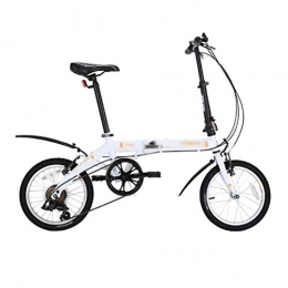 JHEY Folding Bike JHEY 16 Inch Male And Female Folding Bicycle Portable Ultralight Student Bicycle Folding Bike (Color : White, Size : 6 speed)