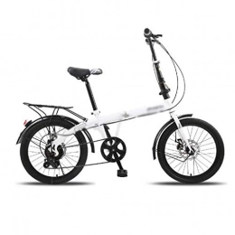 JHEY 7 Speed Small Wheel Type Off road Adult Bicycle Folding Bicycle Adult Men's And Women's Ultra light Portable 20 Inch (Color : White)