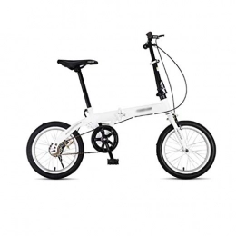 JHEY Folding Bike JHEY Brake Front And Rear Disc Brakes Folding Bicycle Adult Men And Women Ultra Light Portable 16 Inch Mini Student Bike (Color : White, Size : 6 speed)