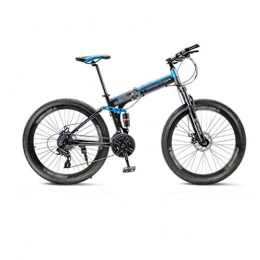 JHEY Folding Bike JHEY Double Damping Road Racingvariable Speed Folding Mountain Bike High Carbon Steel Frame Wear resistant And Non slip (Color : 26" Blue, Size : 21 speed)