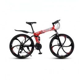 JHEY Folding Bike JHEY Mountain Bike Folding Foldable Mountain Bicycle 26 inch adult bike 21 / 24 / 27 Speed Student bike Bicycle (Color : Red, Size : 21 speed)
