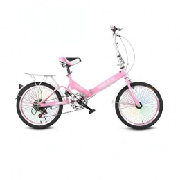 JHEY Folding Bike JHEY Variable Speed Shock Absorbing Bicycle Portable Ultra-light Folding Bicycle for Unisex Girls (Color : Pink)
