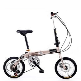 JHKG Adult Folding Bike, Compact Mini Ultralight Portable City Bicycle with Variable Speed, Double Disc Brake System - Ideal for Students, Men, Women - Small Wheel Foldable Design