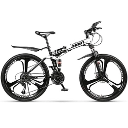 JHKGY Folding Bike JHKGY 24 / 26-Inch Mountain Bike with Full Suspension, Folding Bike, Speed Double Disc Brake Adult Bicycle, White, 26 inch 30 speed