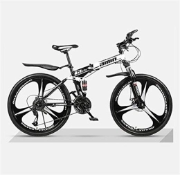 JHKGY Folding Bike JHKGY Bikes Folding Bicycle Mountain Bike Dual Disc Brake, Lightweight Carbon Steel Full Suspension Frame, Lightweight And Durable for Men Women Bike, white, 24 inch 27 speed
