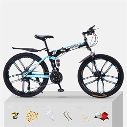 JHKGY Folding Bike JHKGY Speed Double Disc Brake Adult Bicycle, High Carbon Steel Frame Folding Damping Mountain Bike Adult Bicycle, Black, 26 inch 30 speed