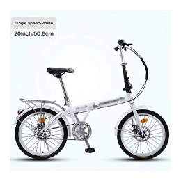 JHNEA Bike JHNEA 20 Inch Folding Bike, Single Speed Low Step-Through Steel Frame Foldable Compact Bicycle with Fenders and Comfort Saddle Urban Riding and Commuting, White