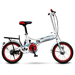 JHNEA Bike JHNEA 20 Inch Single Speed Folding Bike, Low Step-Through Steel Frame Foldable Compact Bicycle with Rack and Comfort Saddle Urban Riding and Commuting, Red