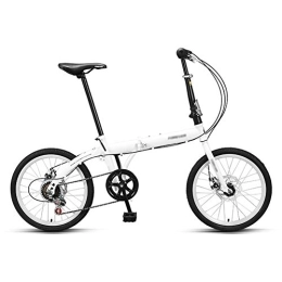 JHNEA Folding Bike JHNEA 6 Speed Foldable Bicycle, with Comfort Saddle 20 Inch Folding Bike Low Step-Through Steel Frame Urban Riding and Commuting, White