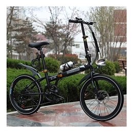 JHNEA Bike JHNEA 6 Speed Folding Bike, Low Step-Through Steel Frame Foldable Compact Bicycle with Rack Fenders Urban Riding and Commuting, 20 Inch-Black