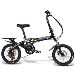 JHNEA Folding Bike JHNEA Folding Bike, 16 Inch 7 Speed Low Step-Through Steel Frame Foldable Compact Bicycle with Rack Comfort Saddle and Fenders for Adults, Black-D