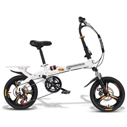 JHNEA Folding Bike JHNEA Folding Bike, 20 Inch 7 Speed Low Step-Through Steel Frame Foldable Compact Bicycle with Rack Comfort Saddle and Fenders for Adults, White-B